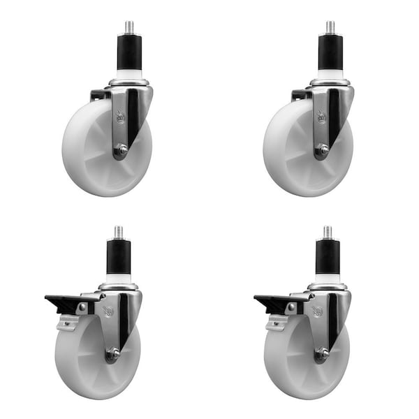 Service Caster 5'' Nylon Wheel Swivel 1-1/2'' Expanding Stem Caster Set 2 Brakes, 4PK SCC-EX20S514-NYS-2-PLB-2-112 - main